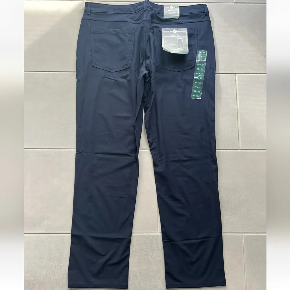 Benton Performance Slim Fit moisture wicking Men Navy Blue - Picture 2 of 5
